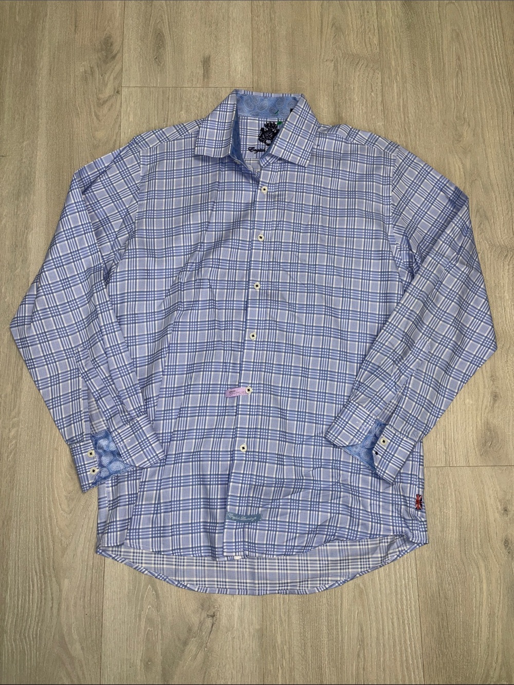 🔥BUNDLESALE Mens L 16 34/35 English Laundry Windowpane Cotton Dress Shirt